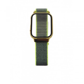 Ремінець Nylon Apple Watch 42 mm 44 mm 45 mm 49 mm Green & Yellow із захисним чохлом