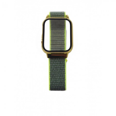 Ремінець Nylon Apple Watch 42 mm 44 mm 45 mm 49 mm Green & Yellow із захисним чохлом