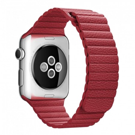 Ремешок Leather Loop Apple Watch 42 mm 44 mm 45 mm 49 mm Красный