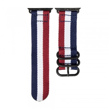 Ремінець Buckle Nylon Apple Watch 42 mm 44 mm 45 mm 49 mm Білий/Червоний/Синій
