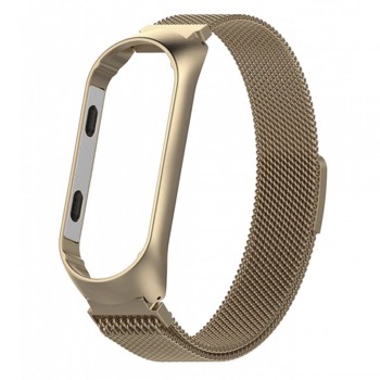 Ремінець Milanese Loop для Xiaomi Mi Band 3/4, золотий, регульований по розміру, нержавіюча сталь