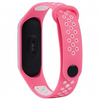 Ремінець Silicone Sport Nike Xiaomi Mi Band 5 6 Рожевий та білий