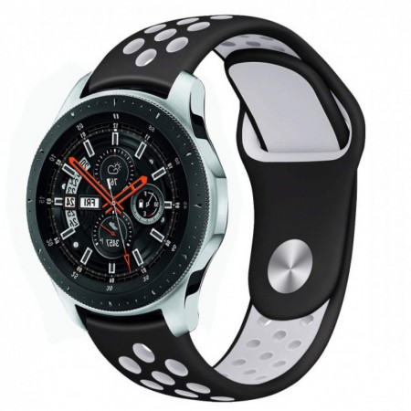 Універсальний ремінець Sport Nike для смарт-годинників 22 мм, чорнобілий, сумісний з AmazFit Stratos/Pace/GTR, Huawei GT2, Samsung Gear S3/S4, Galaxy Active 2/Watch