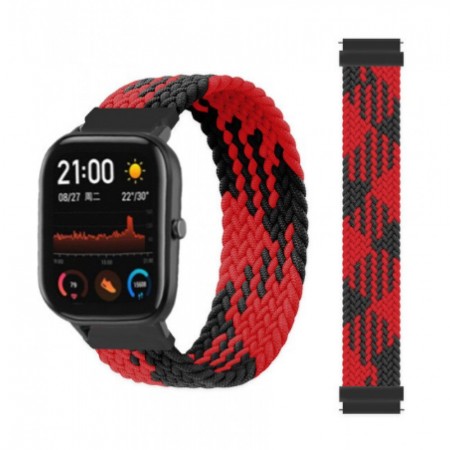 Ремінець Apple Nylon Solo Loop Long 145 mm Універсальний 22 mm Чорно-червоний