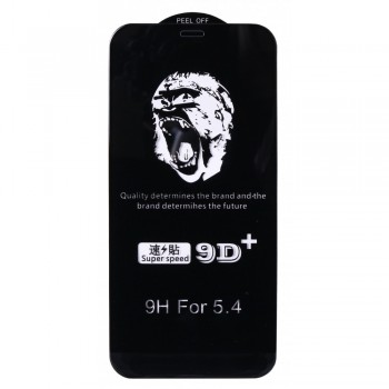 Захисне скло Veron 10D для iPhone 12 Mini, чорне, антивідблискове, ударостійке