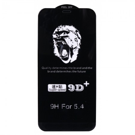 Захисне скло Veron 10D для iPhone 12 Mini, чорне, антивідблискове, ударостійке