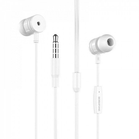 Навушники з мікрофоном Borofone BM31 Mysterious, 3.5mm, білі, 10мм динаміки, чутливість 98dB, довжина кабелю 1.2м