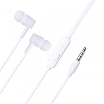 Вакуумні навушники Celebrat G13 з мікрофоном, провідні, 3.5 мм, білі, пасивне шумоподавлення, високоякісний звук, довжина шнура 1.2 м