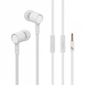 Навушники з мікрофоном Celebrat D2, 3.5 мм, герметичні, довжина кабелю 1,2 м, білі
