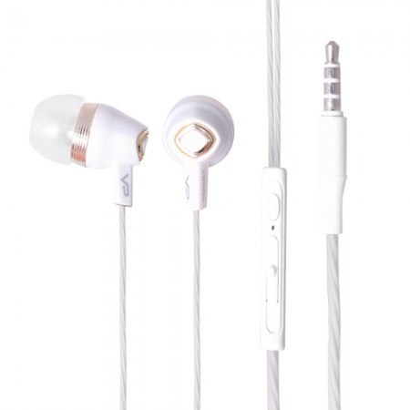 Вакуумні навушники з мікрофоном Veron VH12, 3.5 мм jack, білі, чутливість 100 дБ, частотний діапазон 20 Гц - 20 кГц