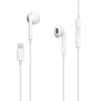 Навушники-вкладиші Borofone BM32 Plus з мікрофоном, Lightning, білі, 14.2 мм динаміки, довжина кабелю 1.2 м, чутливість 98dB