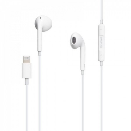 Навушники-вкладиші Borofone BM32 Plus з мікрофоном, Lightning, білі, 14.2 мм динаміки, довжина кабелю 1.2 м, чутливість 98dB