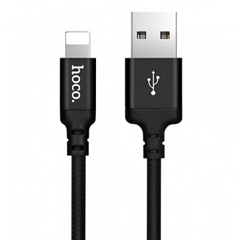 Кабель Lightning Hoco X14 Times Speed 2A (1м), чорний, нейлонова оплетка, алюмінієві конектори Кабель Lightning Hoco X14 Times Speed 2A (1м), чорний, нейлонова оплетка, алюмінієві конектори