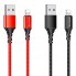 USB кабель Borofone BX54 Lightning 2.4A (1м), чорний, хромований роз'єм, висока зносостійкість