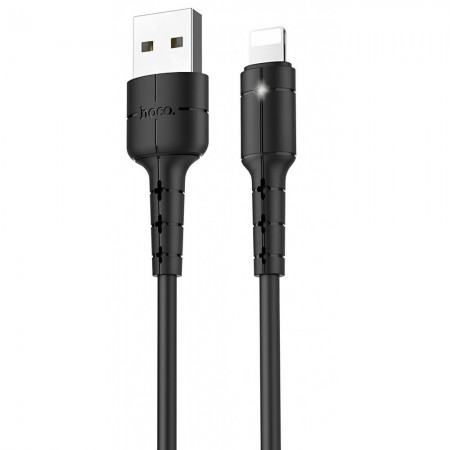 Кабель Lightning Hoco X30, 1.2 м, 2A, с LED индикатором, черный