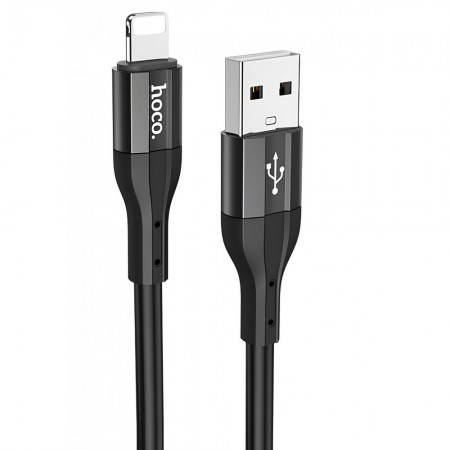 Кабель Lightning Hoco X72 Silicone, 2.4A, 1м, черный, экологически чистый силикон, высокая прочность, эластичность