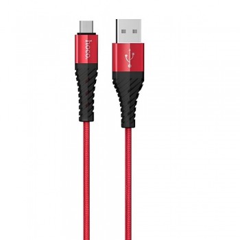 Кабель Micro USB Hoco X38, 2.4A, 1 м, чорний, нейлонова обплетка, алюмінієвий корпус