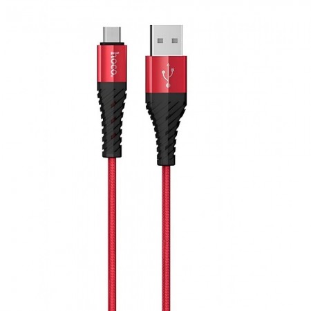 Кабель Micro USB Hoco X38, 2.4A, 1 м, чорний, нейлонова обплетка, алюмінієвий корпус
