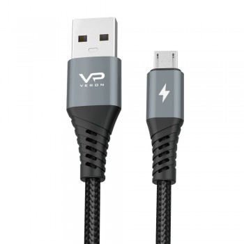 Мікро USB кабель Veron NM09, 2.4A, 3 метри, нейлонова обплетка, підтримка швидкої зарядки