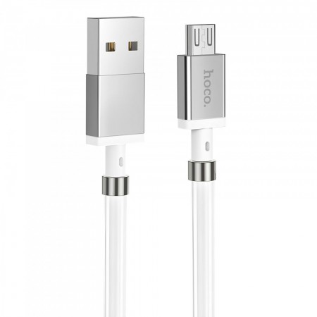 USB кабель зарядки Hoco U91 Magnetic, 2.4A, длина 1 м, белый, магнитный, сверхпрочный, с нержавеющими коннекторами