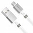 USB кабель зарядки Hoco U91 Magnetic, 2.4A, длина 1 м, белый, магнитный, сверхпрочный, с нержавеющими коннекторами