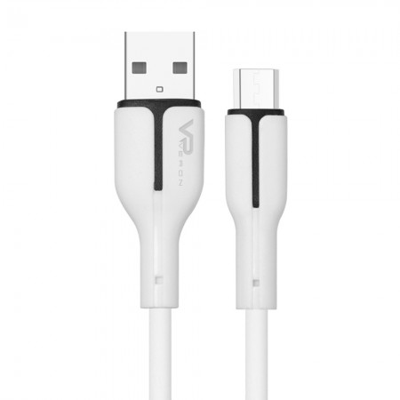 Кабель Micro USB 2.4A Veron MS06, 1 метр, силіконовий, білий, висока швидкість зарядки, довговічний, підходить для смартфонів