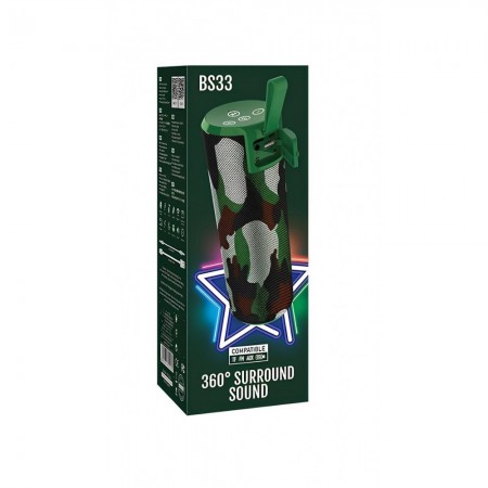 Bluetooth-колонка Hoco BS33 Voice, спортивна, зелена камуфляжна, потужність 45W, акумулятор 1200mAh, Bluetooth V5.0
