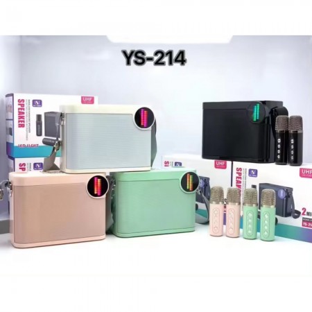 Портативна Bluetooth колонка ifei YS-214 з двома мікрофонами, кольорова підсвітка RGB, підтримка карт пам'яті, для караоке та вечірок