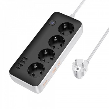 Мережевий фільтр Hoco AC21, 2500W, 4 USB-порти, чорний