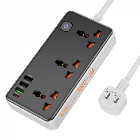 Мережевий фільтр Hoco AC8A, 2500W, 1.5 м, чорний