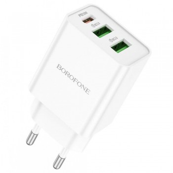 Зарядний пристрій Home Charger 30W PD 2 QC3.0 Borofone BA70A — Біле, швидке заряджання для смартфонів та планшетів.