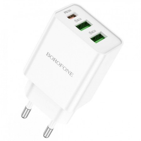 Зарядний пристрій Home Charger 30W PD 2 QC3.0 Borofone BA70A — Біле, швидке заряджання для смартфонів та планшетів.
