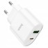 Сетеве зарядне пристрій для iPhone Hoco C95A — 20W PD QC3.0 з кабелем C to Lightning (1m), компактний адаптер, EU штекер, глянцевий корпус, підтримка швидкої зарядки