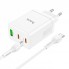 Зарядний пристрій Hoco N33 30W з кабелем USB Type-C (1м) — Швидка зарядка PD QC3.0, European Plug, вогнестійкий матеріал, вихід 35W(PD/PPS/QC/FCP/AFC); USB-A 22.5W.