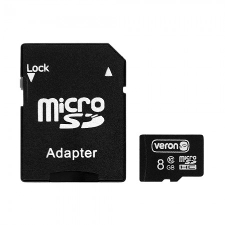 Картка пам'яті microSDHC Veron, 8GB, клас 10, з адаптером