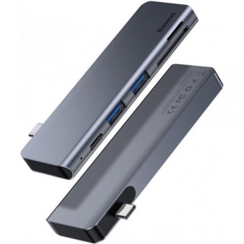 USB-C ХАБ 5 в 1 Baseus Harmonica CAHUB-K0G, чорний, підтримка 4K, швидка передача даних, сумісний з MacBook