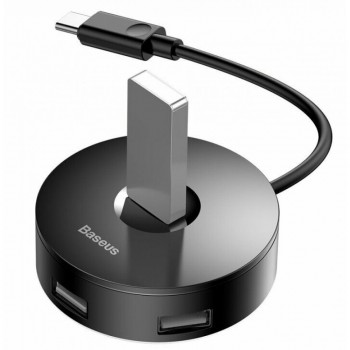 HUB USB-C Baseus CAHUB-G Airjoy Round Box, Type-C на USB 3.0*1 + USB 2.0*3, довжина кабелю 10 см, чорний