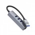 USB-хаб Hoco HB34 Easy Link, 3 порти USB 3.0, RJ45, сірий метал