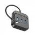 USB Ethernet адаптер Hoco HB35 4-в-1 Gigabit Type-C до USB 3.0*3 + RJ45, чорний, підтримка 10/100 Мбіт/с, довжина кабеля 200 мм