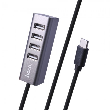 USB хаб Hoco HB1, 4 порти USB 2.0, алюмінієвий корпус, швидкість передачі до 480 Mbps