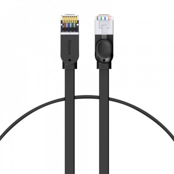 Мережевий кабель Baseus High Speed RJ45 Gigabit Ethernet CAT6 плоский, 5 м, чорний, швидкість передачі даних до 1000 Мбіт/с, конектори з безоксидної міді