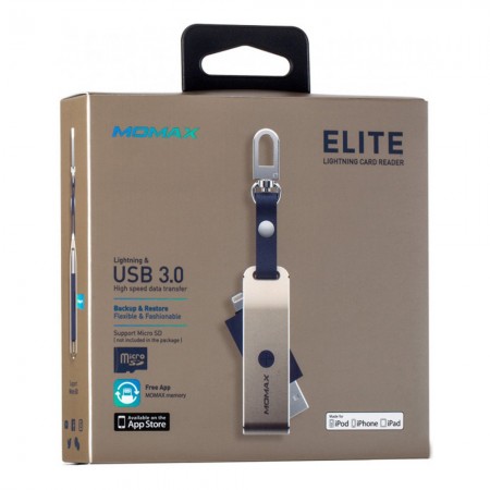 Картридер Momax Elite CL1 Lightning, рожеве золото, підтримка карт пам'яті, швидке читання даних