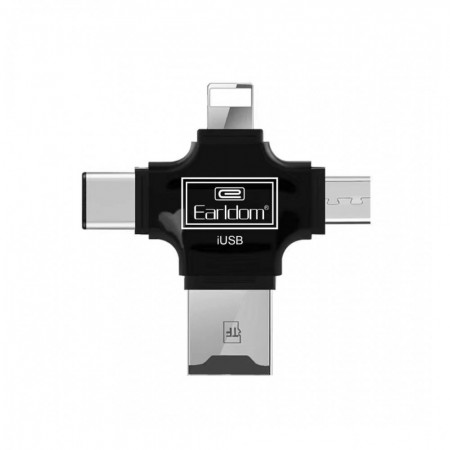 Картридер Earldom ET-OT20, USB 2.0 / Type-C / Lightning / Micro, підтримка OTG