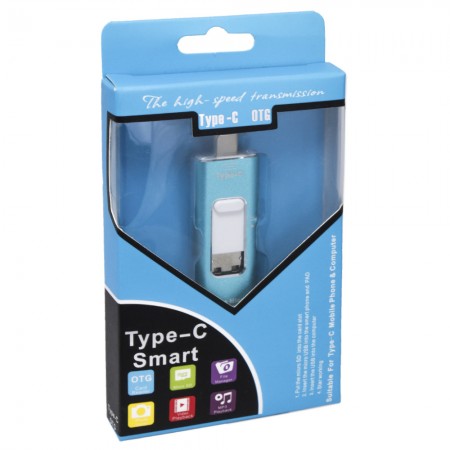 Картридер OTG SMART Type-C/USB для MicroSD, синій