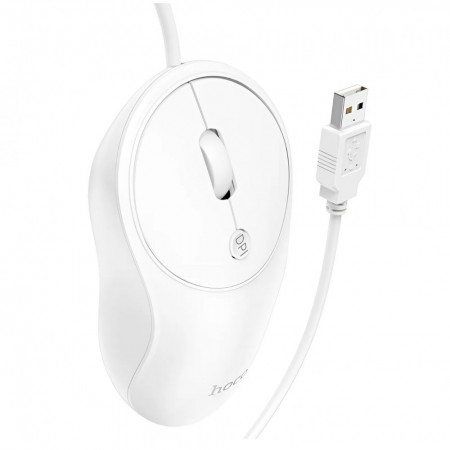 Провідна оптична миша HOCO GM13, біла, роздільна здатність 1000/1600 dpi, 3 кнопки