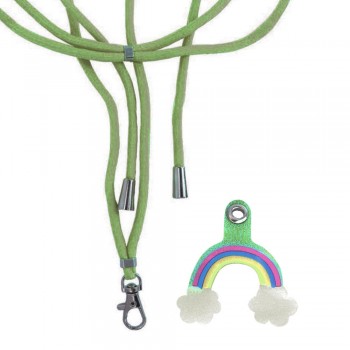 Шнурок на шию Rainbow Khaki, регульований, з застібкою