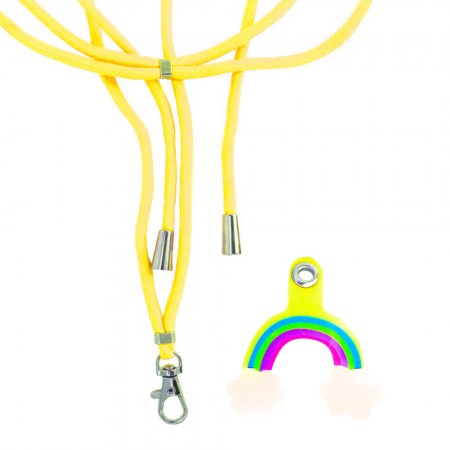 Шнурок на шию Rainbow YL-56, жовтий, з кріпленням для картки та зручною довжиною