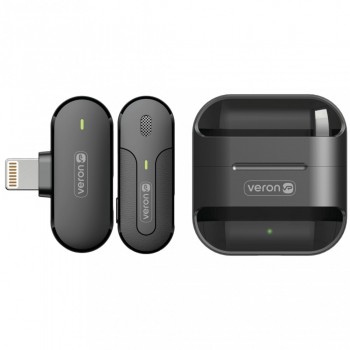 Бездротовий петличний мікрофон для телефона Veron Lightning M8-L з кейсом зарядки
