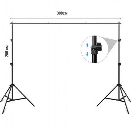 Підставка для фотобака Veron 2 м + перекладина 3 м + 4 зажима + сумка (без екрана задньої групи)