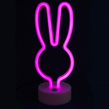 Нічний світильник Neon Lamp series Bunny, рожевий заєць